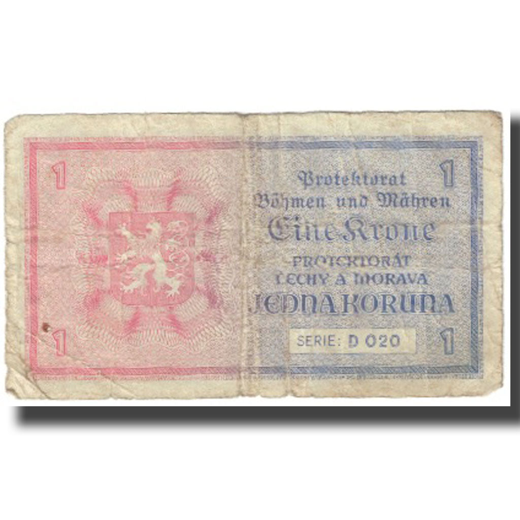 Banknote, Bohemia and Moravia, 1 Koruna, KM:3a, VF(20-25)