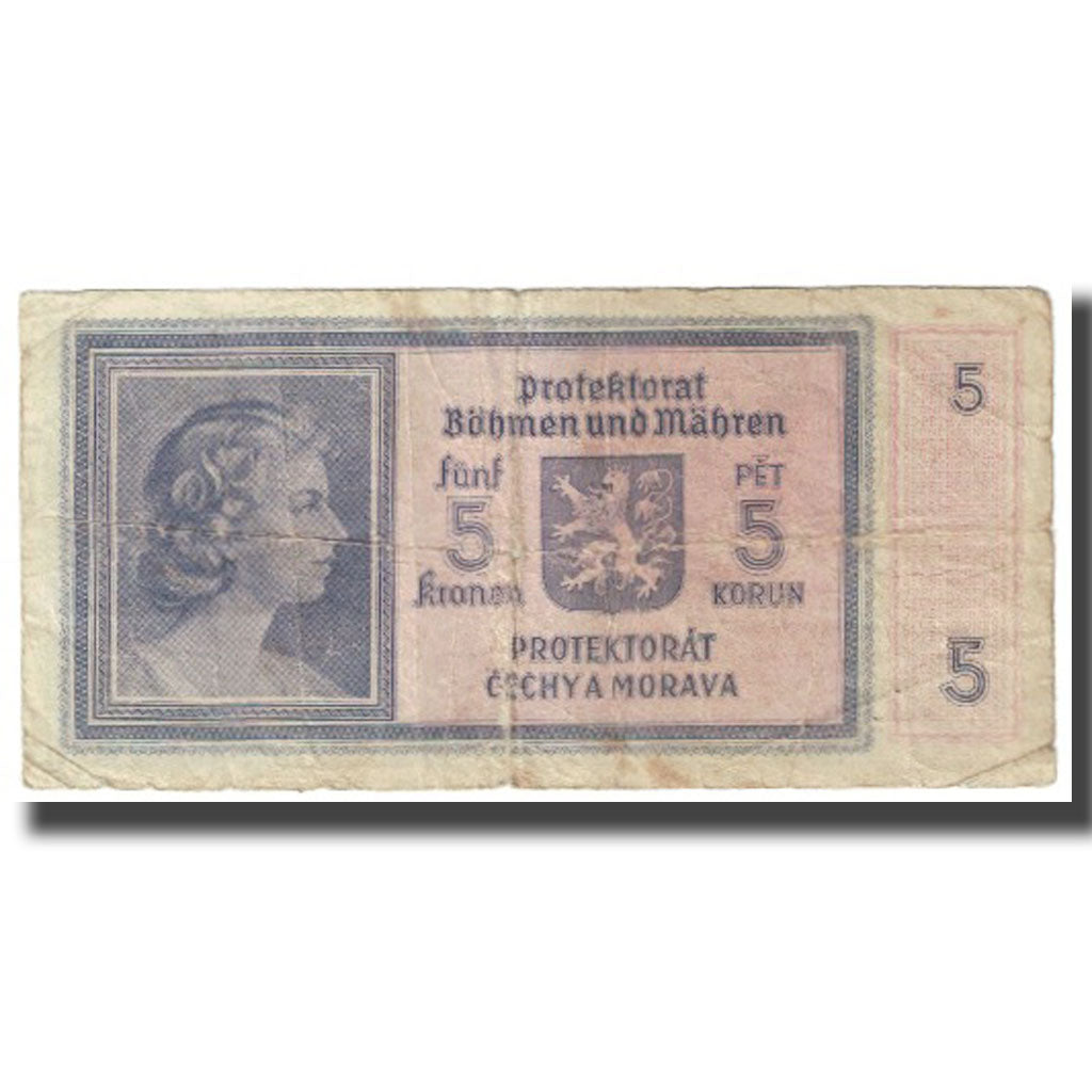 Banknote, Bohemia and Moravia, 5 Korun, KM:4a, VF(20-25)