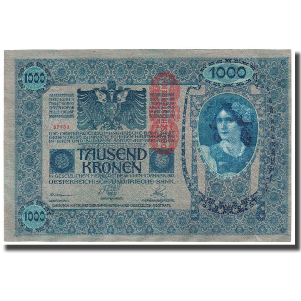 Banknote, Austria, 1000 Kronen, 1902, 1922-01-02, KM:8a, UNC(65-70)