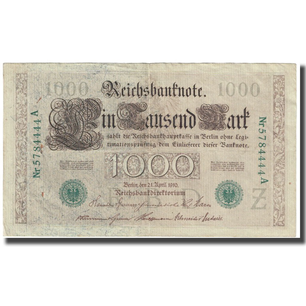 Banknote, Germany, 1000 Mark, 1910, 1910-04-21, KM:45a, AU(55-58)