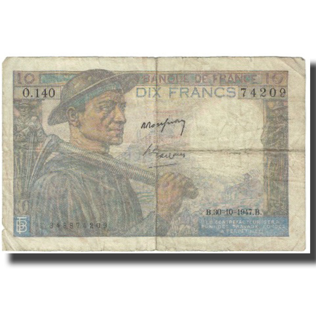 France, 10 Francs, 1947, 1947-10-30, TB, KM:99f