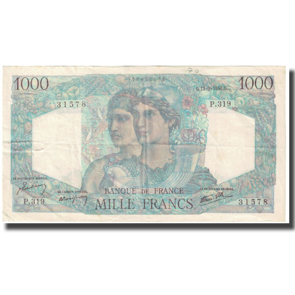 France, 1000 Francs, Minerve et Hercule, 1946, P. Rousseau and R. Favre-Gilly