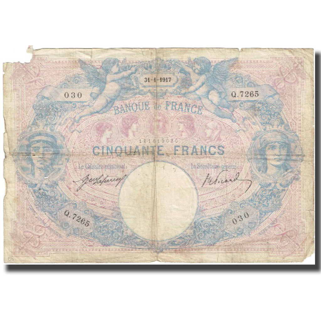 Francja, 50 Francs, Bleu et Rose, 1917, E.Picard-J.Laferrière, 1917-01-31