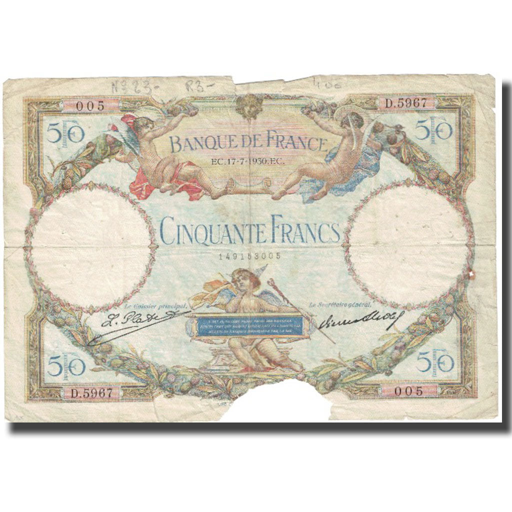 France, 50 Francs, Luc Olivier Merson, 1930, P. A.Strohl-G.Bouchet-J.J.Tronche