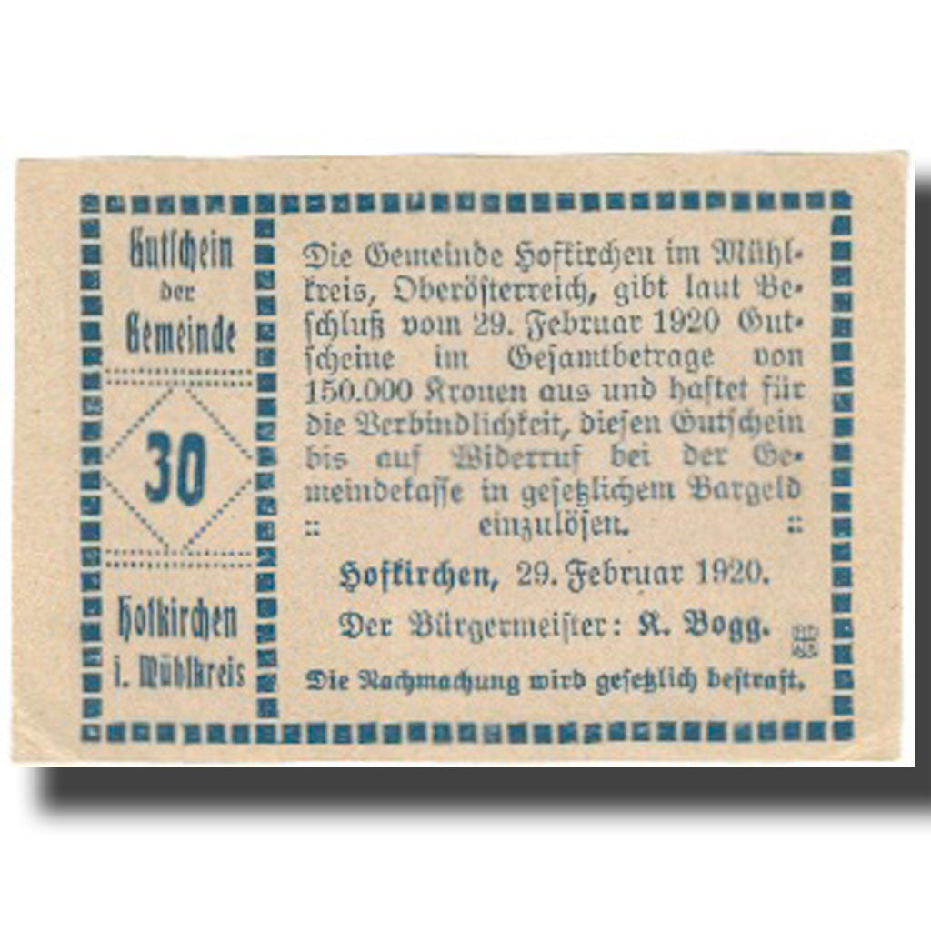 Banconote, Austria, 30 Heller, 1920, 1920-02-29, FDS