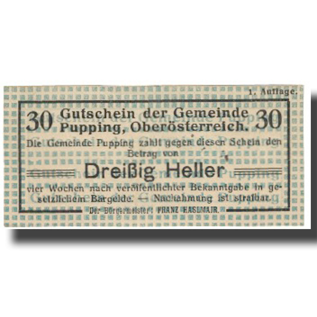 Biljet, Oostenrijk, 30 Heller, NIEUW