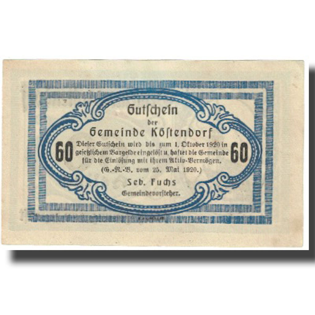 Banknote, Austria, 60 Heller, 1920, 1920-05-25, UNC(65-70)