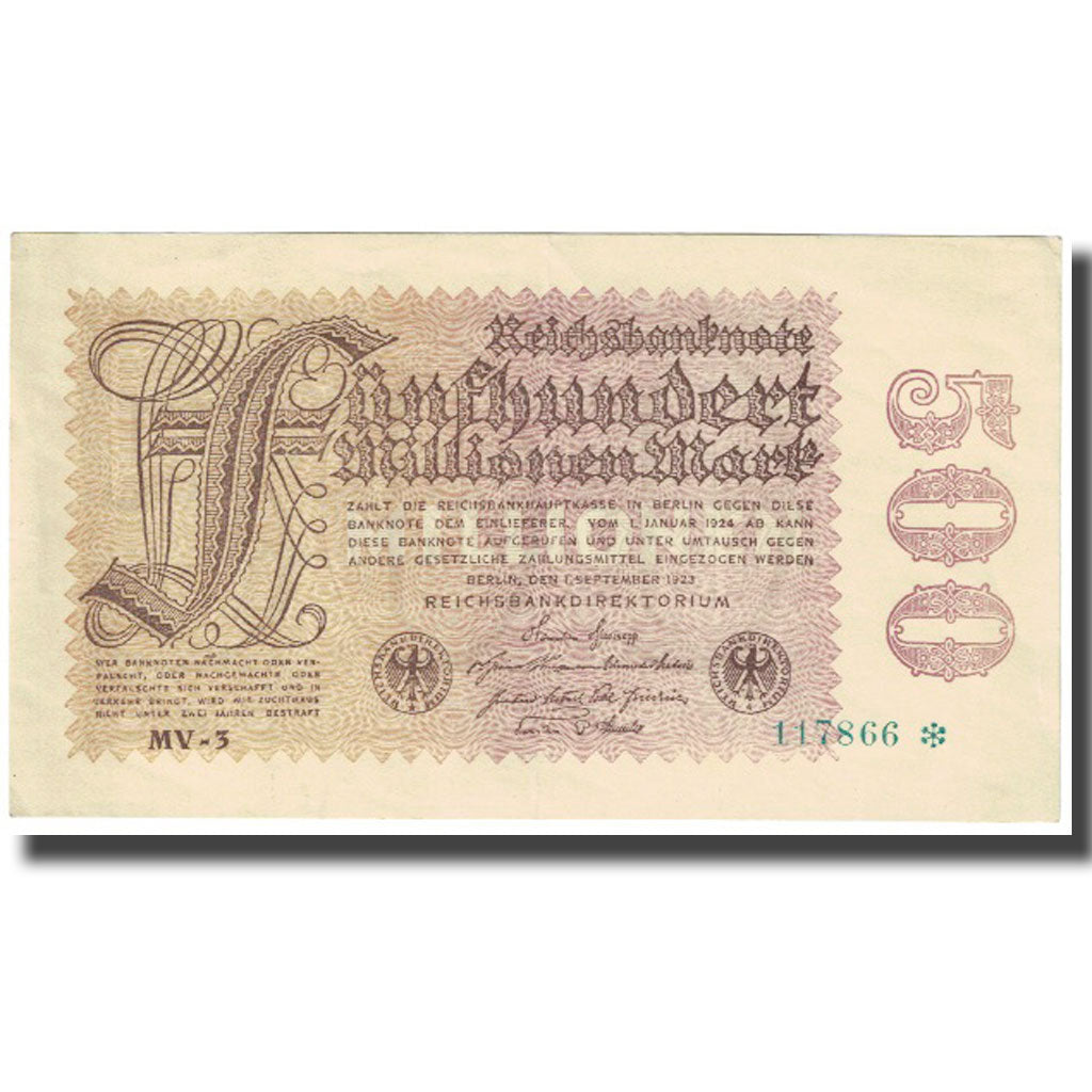 Banknote, Germany, 500 Millionen Mark, 1924, 1924-01-01, KM:110a, UNC(63)