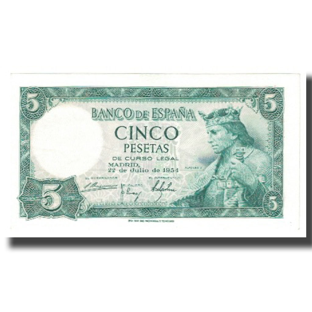 Banknote, Spain, 5 Pesetas, 1954, 1954-07-22, KM:146a, UNC(63)