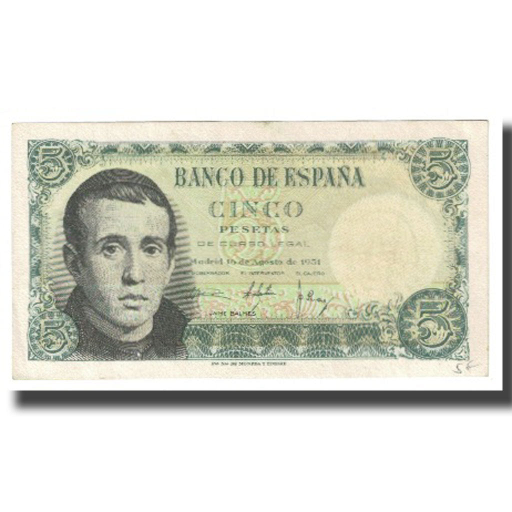 Banknote, Spain, 5 Pesetas, 1951, 1951-08-16, KM:140a, EF(40-45)