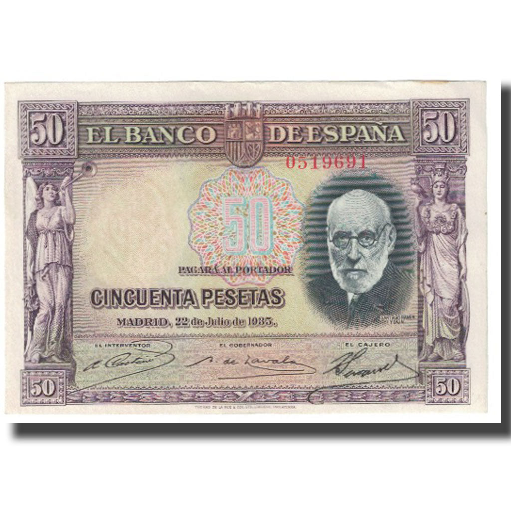 Banknote, Spain, 50 Pesetas, 1935, 1935-07-22, KM:88, EF(40-45)