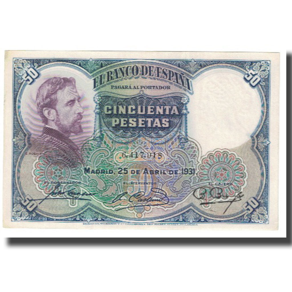 Banknote, Spain, 50 Pesetas, 1931, 1931-04-25, KM:82, EF(40-45)