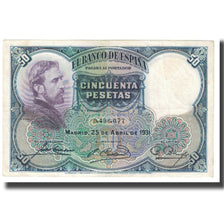 Banknote, Spain, 50 Pesetas, 1931, 1931-04-25, KM:82, EF(40-45)