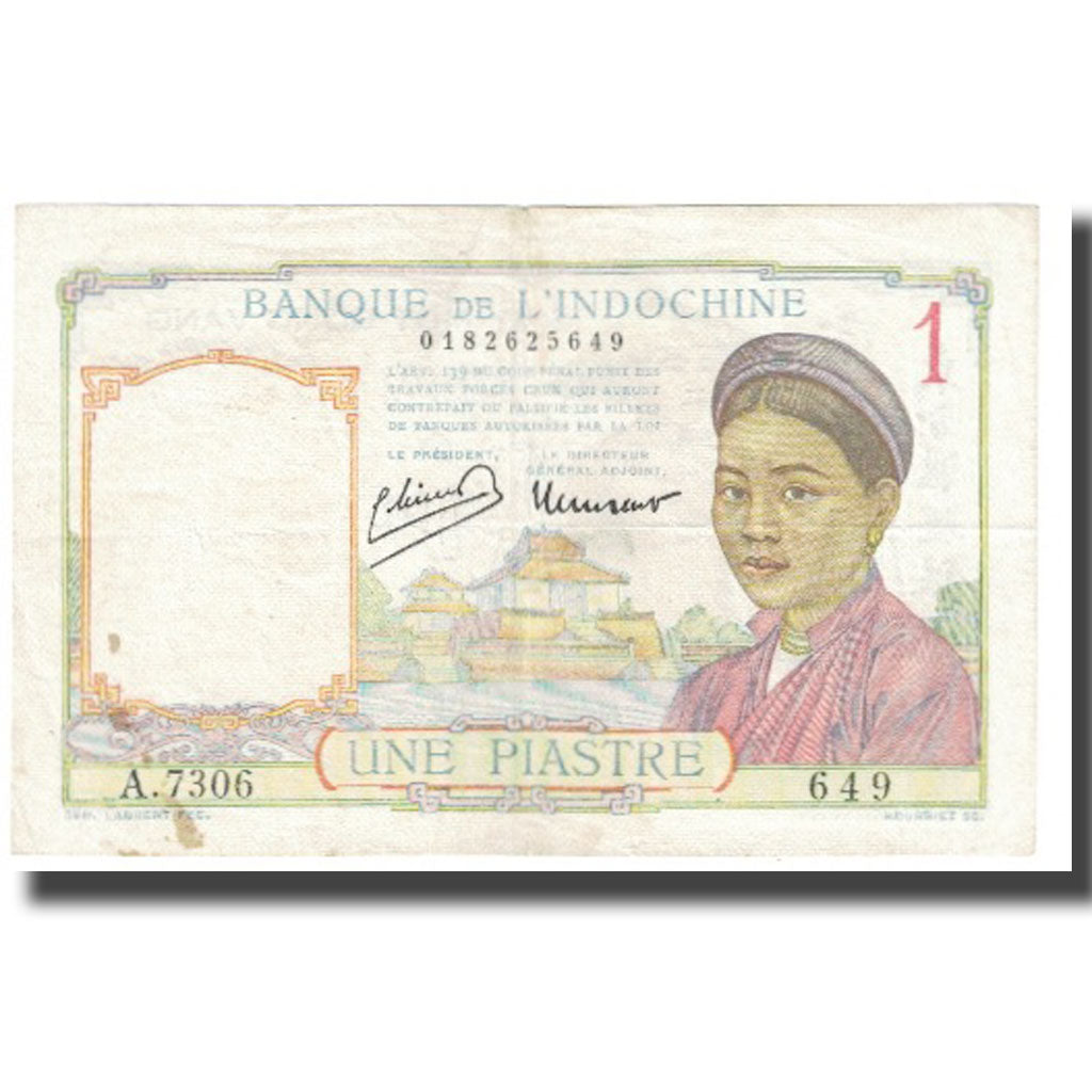 Billet, FRENCH INDO-CHINA, 1 Piastre, KM:92, TTB