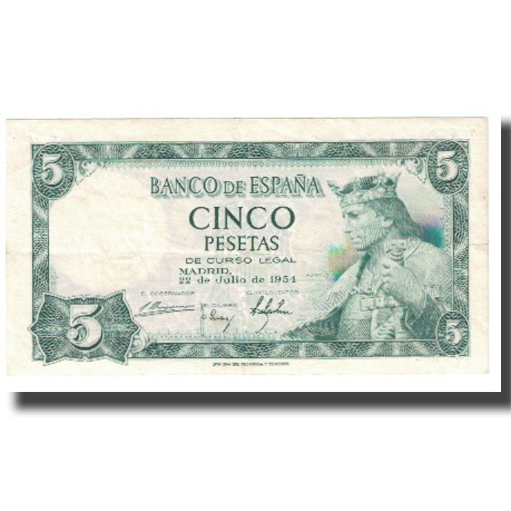 Banknote, Spain, 5 Pesetas, 1954, 1954-07-22, KM:146a, EF(40-45)