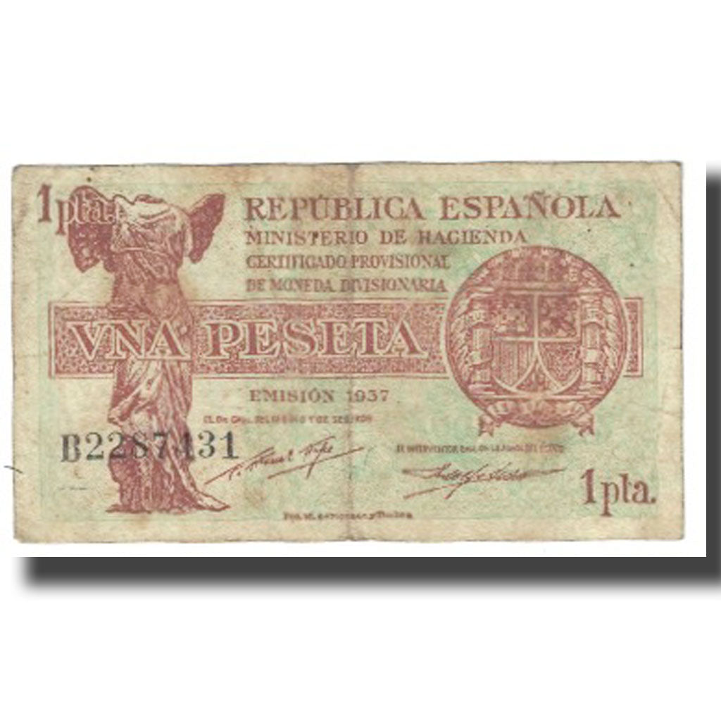 Banknot, Hiszpania, 1 Peseta, 1937, Undated, KM:94, VF(20-25)