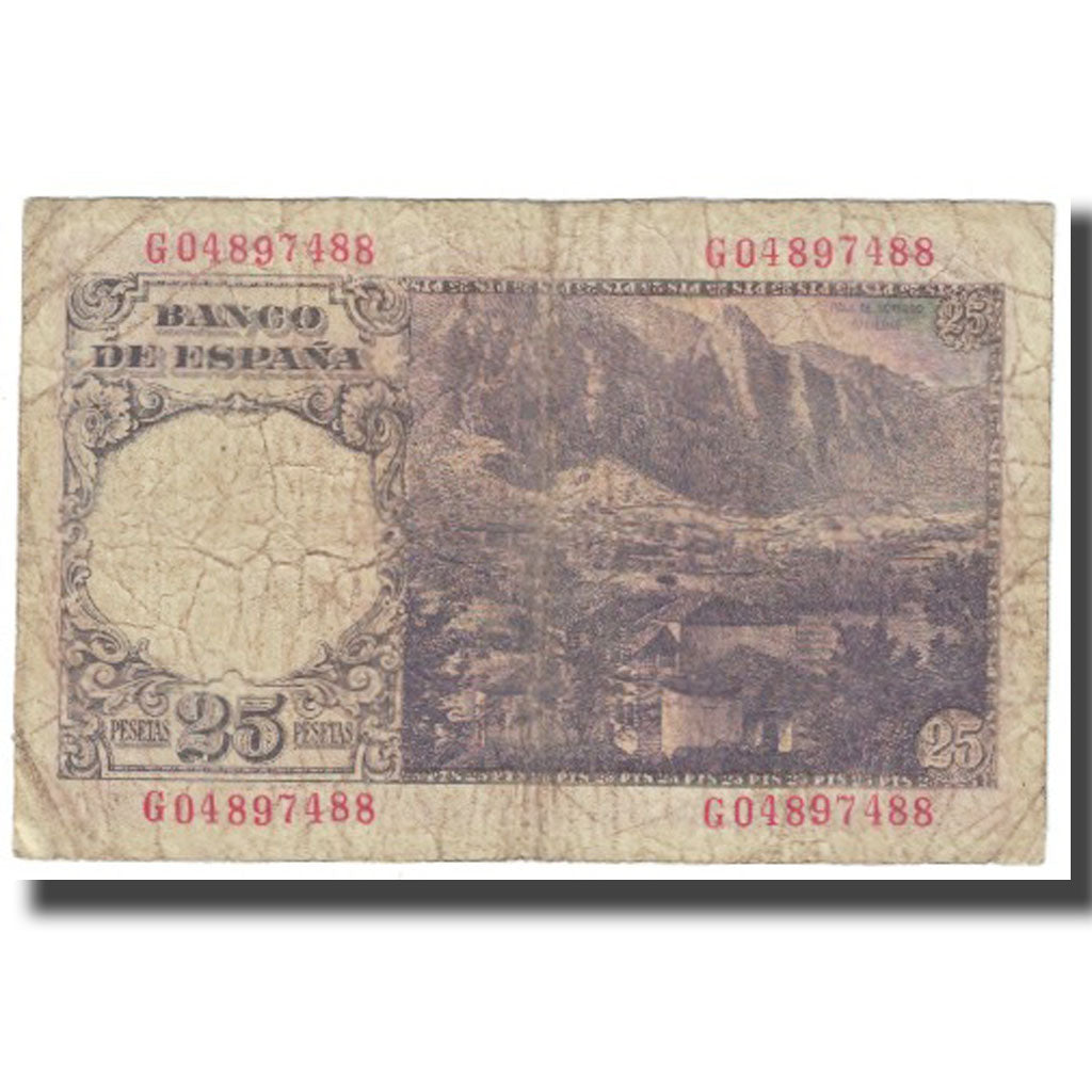 Banknote, Spain, 25 Pesetas, 1946, 1946-02-19, KM:130a, VF(20-25)