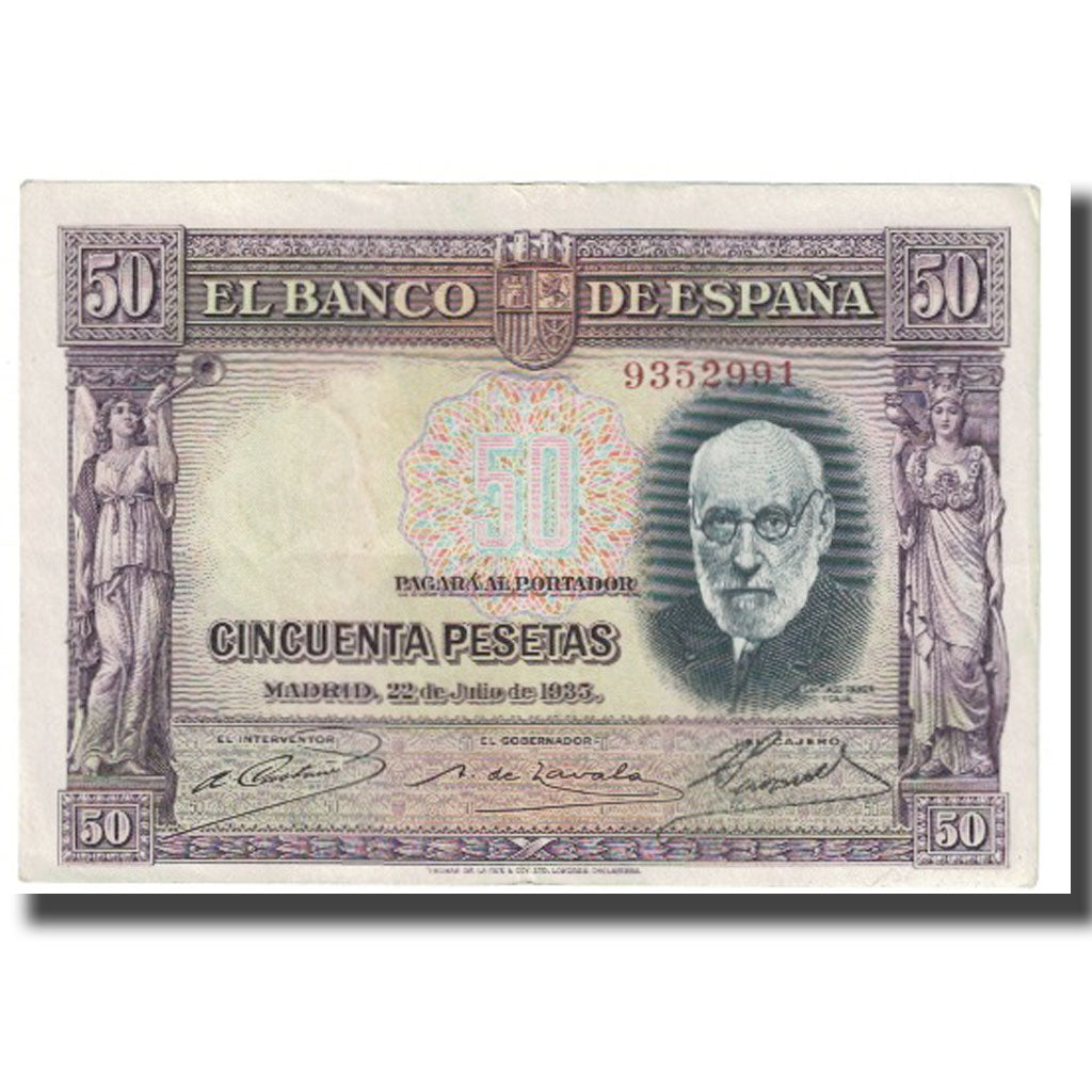 Banknote, Spain, 50 Pesetas, 1935, 1935-07-22, KM:88, EF(40-45)