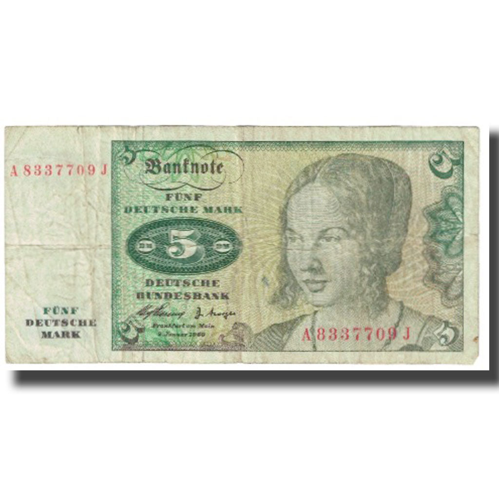 Banknote, GERMANY - FEDERAL REPUBLIC, 5 Deutsche Mark, 1960, 1960-01-02, KM:18a