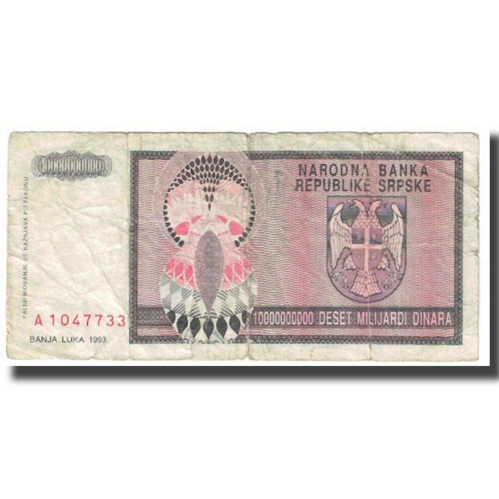 Banknote, Bosnia - Herzegovina, 10 Milliard Dinara, 1993, KM:148a, VF(20-25)