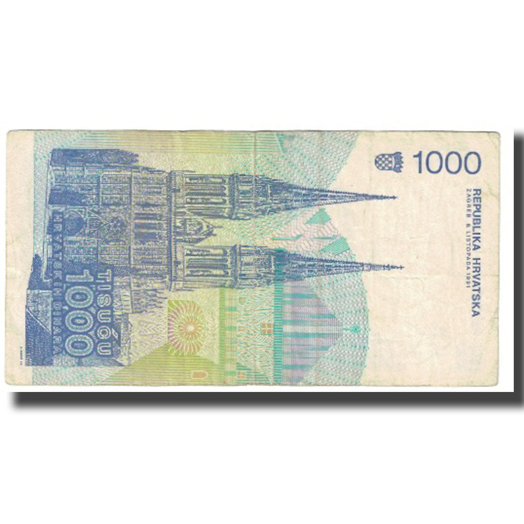 Banknote, Croatia, 1000 Dinara, 1991, 1991-10-08, KM:22a, VF(20-25)