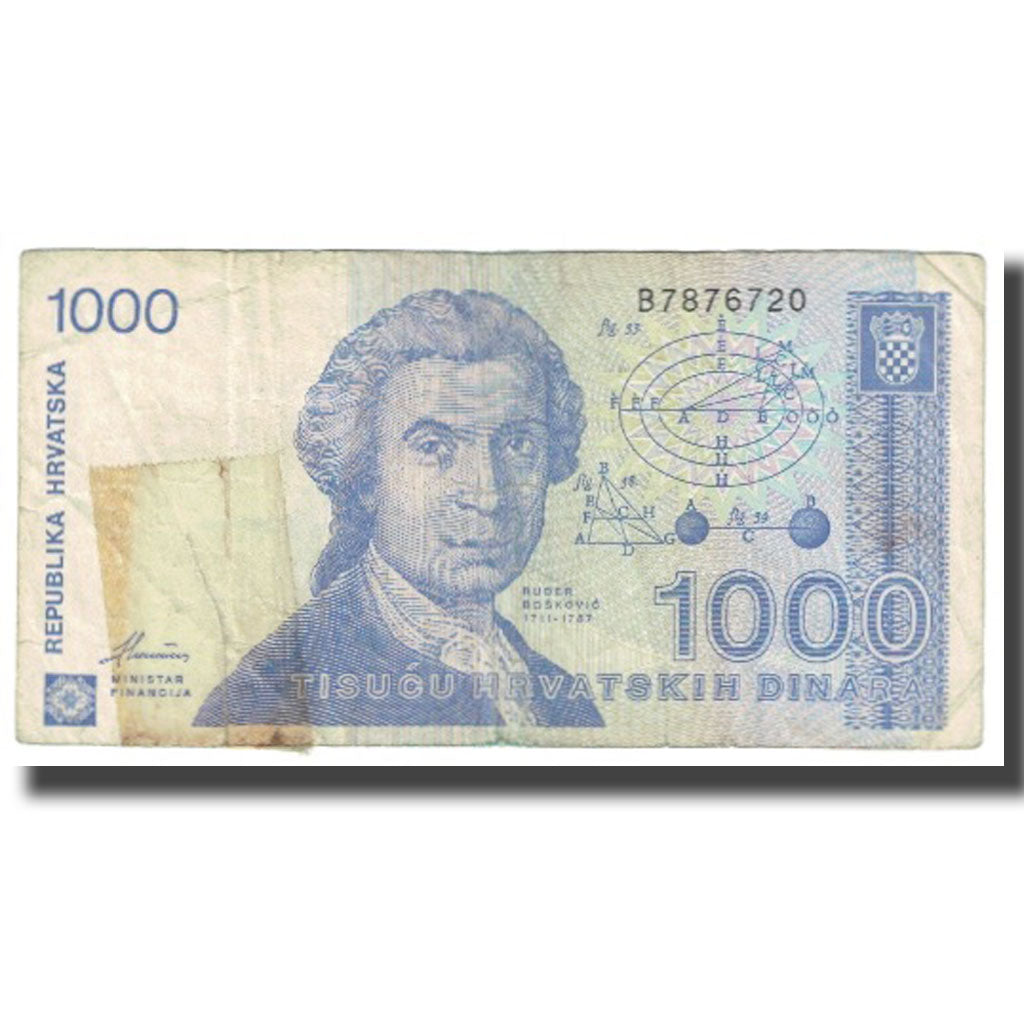 Banknote, Croatia, 1000 Dinara, 1991, 1991-10-08, KM:22a, VF(20-25)