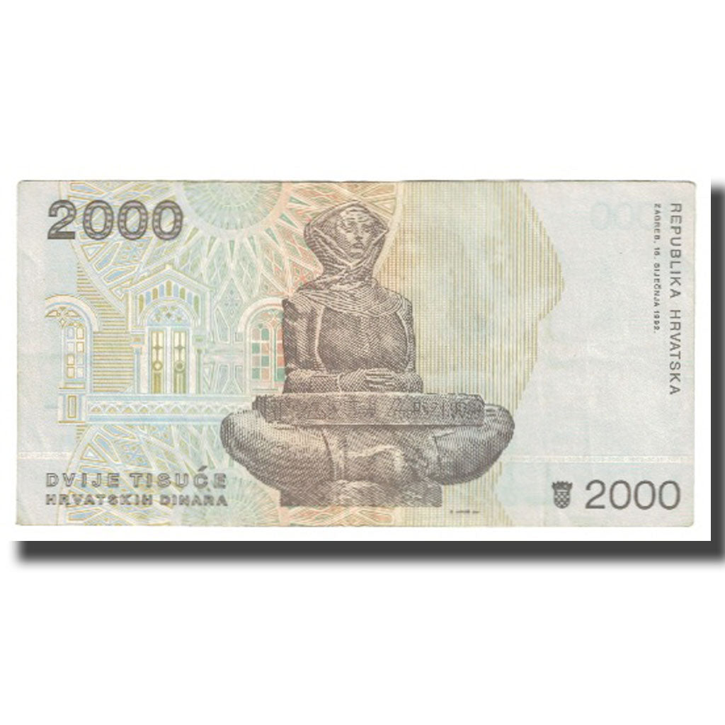 Banknote, Croatia, 2000 Dinara, 1992, 1992-01-15, KM:23a, EF(40-45)