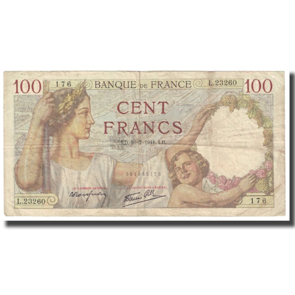 France, 100 Francs, Sully, 1941, P. Rousseau and R. Favre-Gilly, 1941-07-10, TB