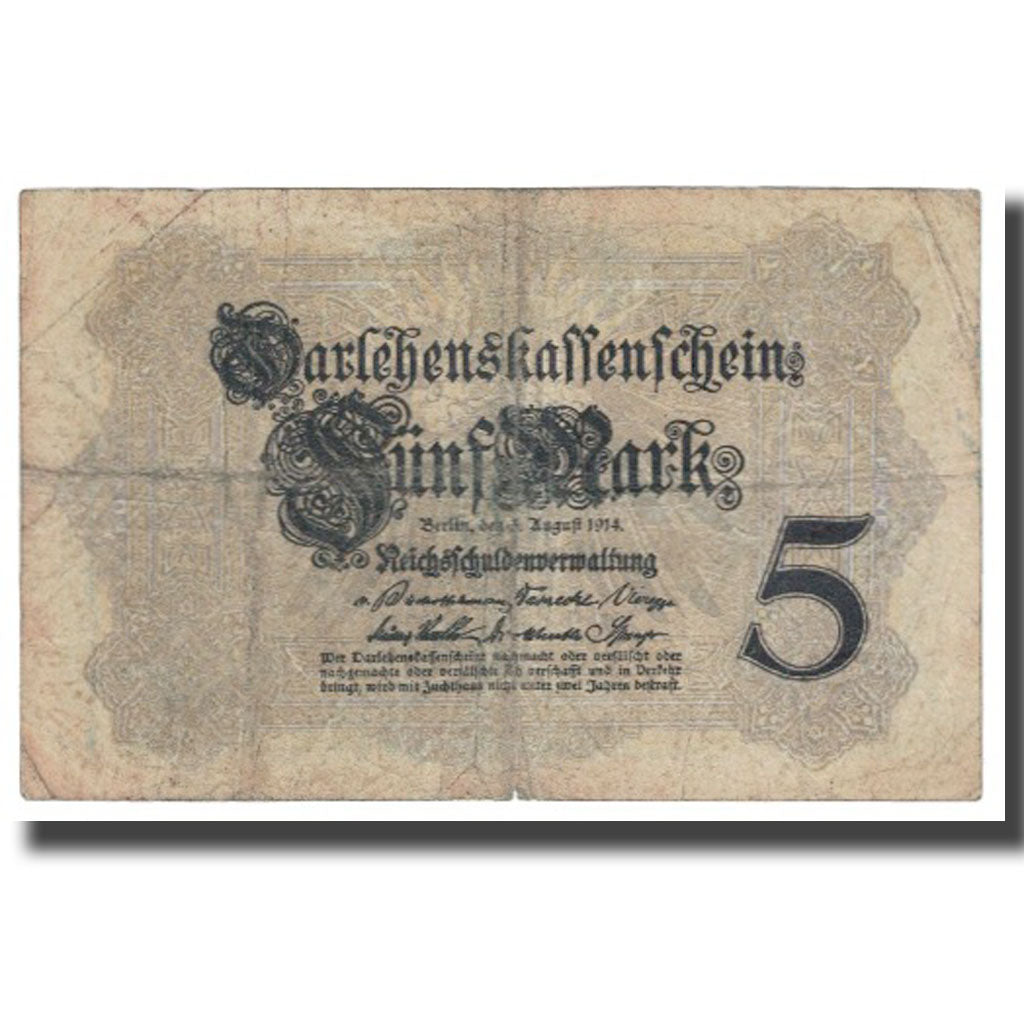 Banknote, Germany, 5 Mark, 1914, 1914-08-05, KM:47c, VF(20-25)