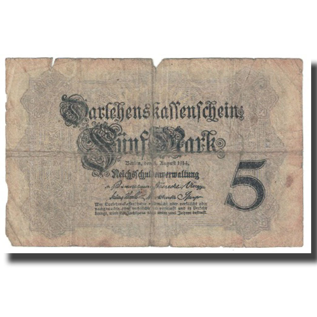 Geldschein, Deutschland, 5 Mark, 1914, 1914-08-05, KM:47c, S