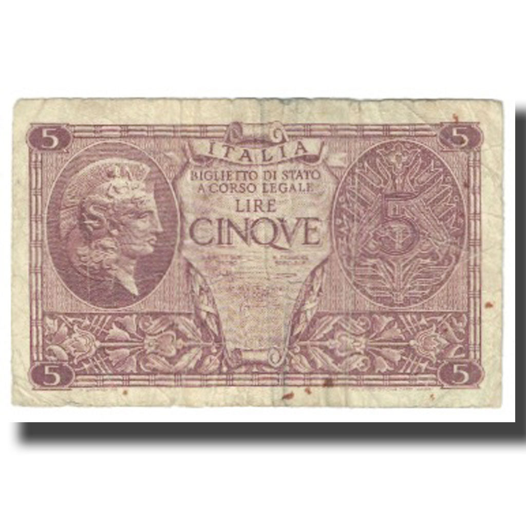 Banknote, Italy, 5 Lire, 1935, 1935-06-20, KM:31c, VF(20-25)