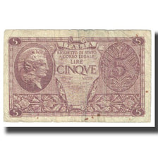 Banknote, Italy, 5 Lire, 1935, 1935-06-20, KM:31c, VF(20-25)