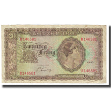 Banknote, Luxembourg, 20 Frang, 1943, KM:42a, VF(20-25)