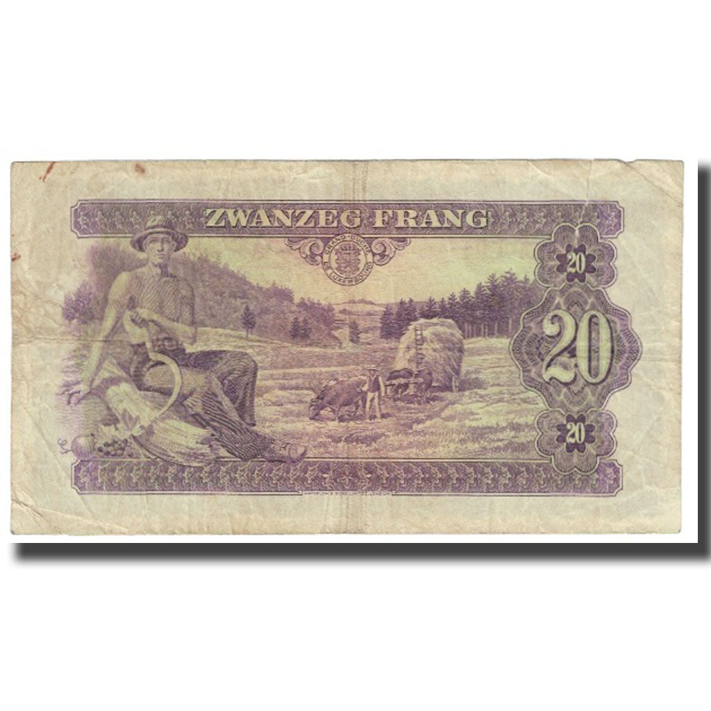 Banknote, Luxembourg, 20 Frang, 1943, KM:42a, VF(20-25)