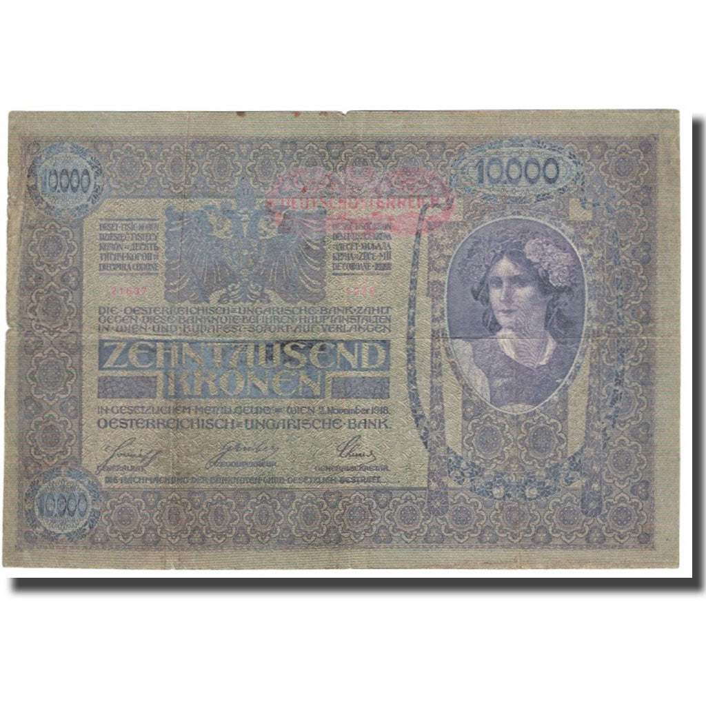 Banconote, Austria, 10,000 Kronen, 1918, 1918-11-02, KM:25, MB