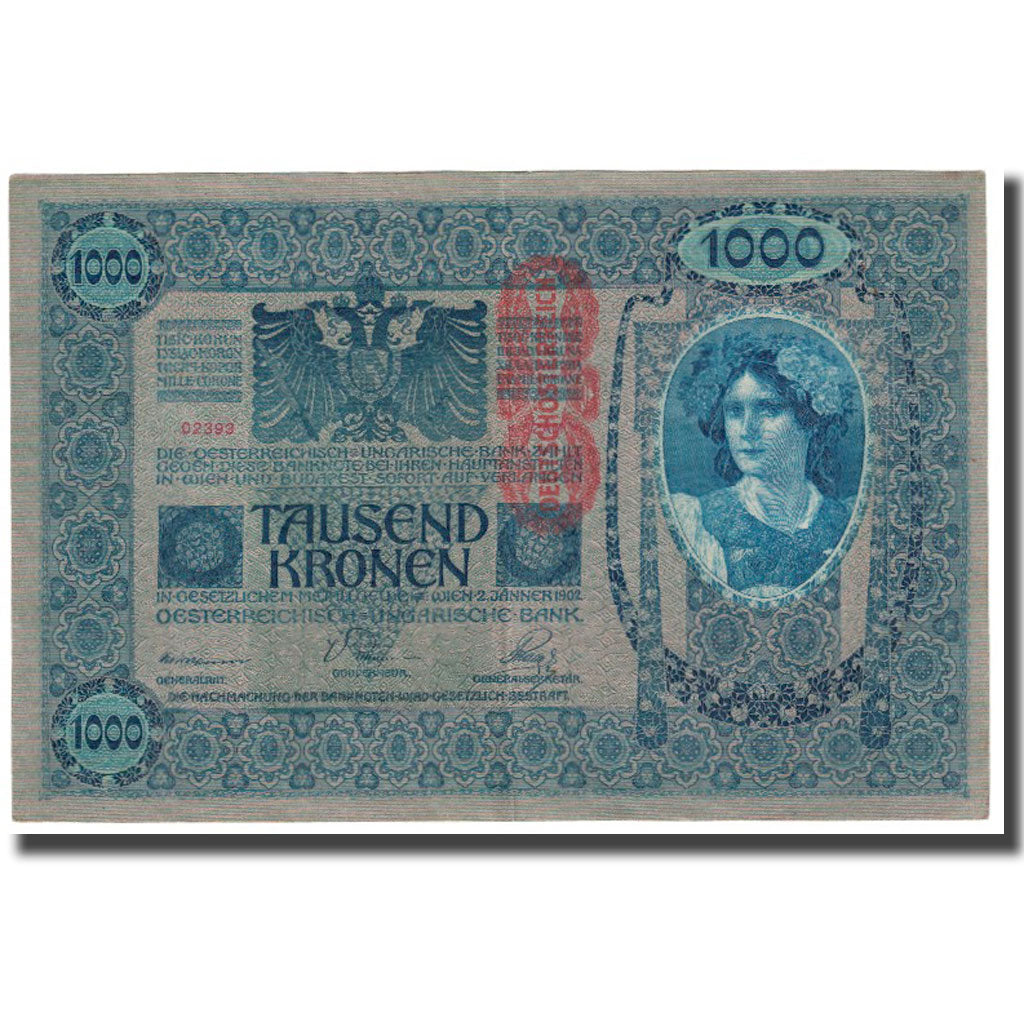Banknote, Austria, 1000 Kronen, 1902, 1922-01-02, KM:8a, UNC(63)