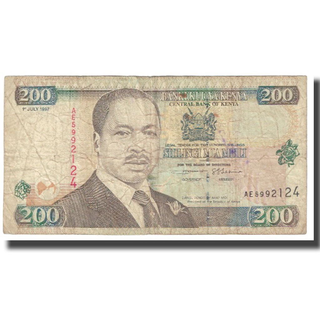Banknote, Kenya, 200 Shillings, 1997, 1997-07-01, KM:38b, VF(20-25)