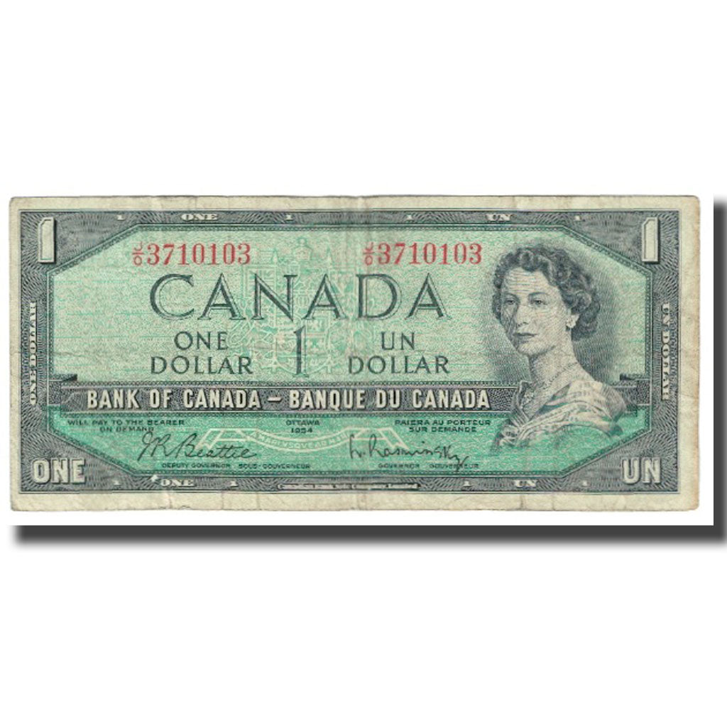 Nota, Canadá, 1 Dollar, 1954, KM:74a, VF(20-25)