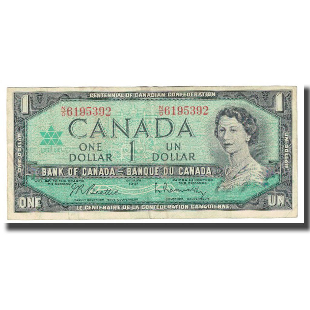 Nota, Canadá, 1 Dollar, 1967, KM:74a, EF(40-45)