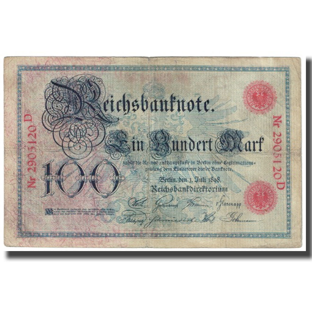 Banknote, Germany, 100 Mark, 1898, 1898-07-01, KM:20a, VF(20-25)
