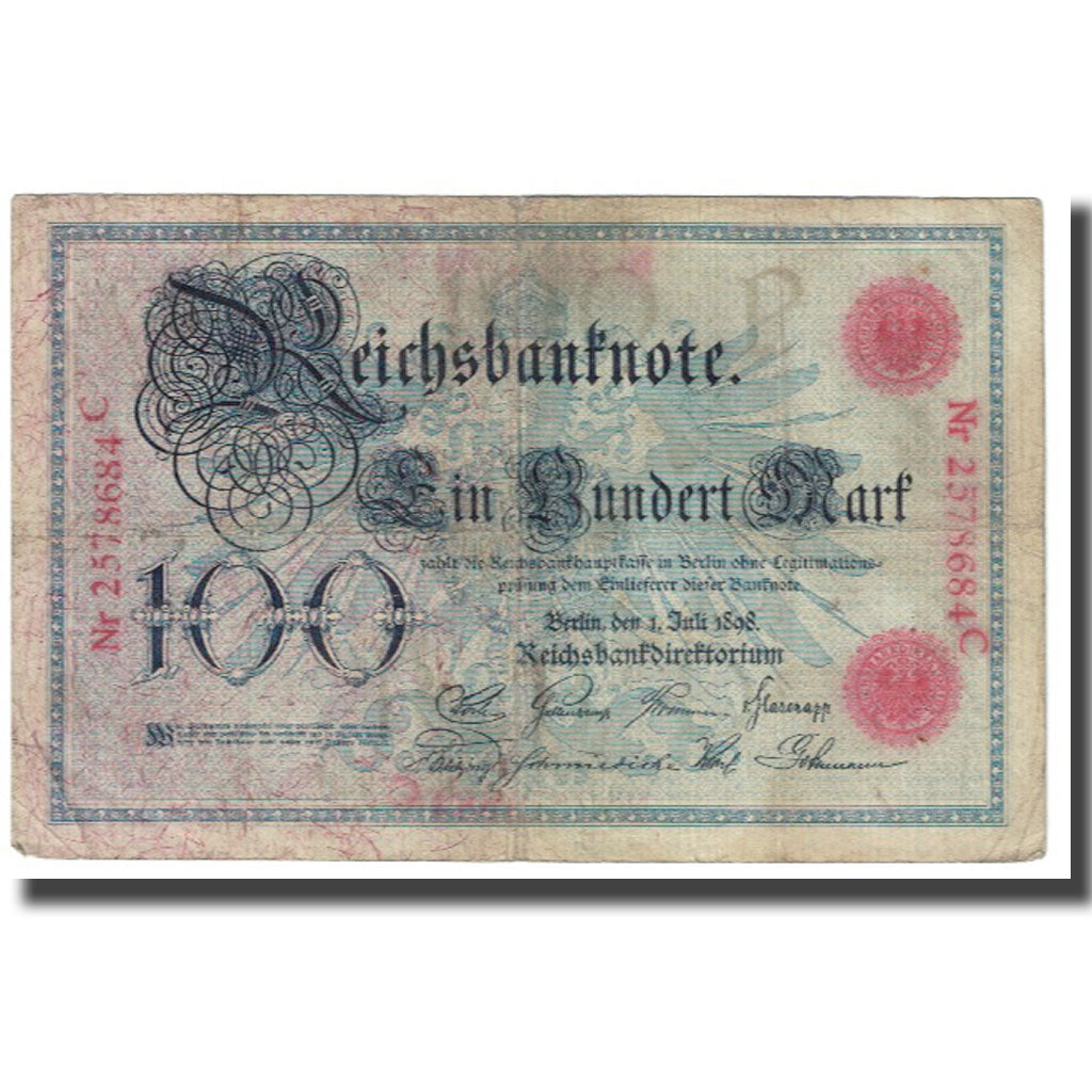 Banknote, Germany, 100 Mark, 1898, 1898-07-01, KM:33a, VF(20-25)