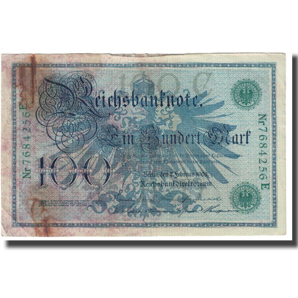 Banknote, Germany, 100 Mark, 1908, 1908-02-07, KM:34, VF(20-25)