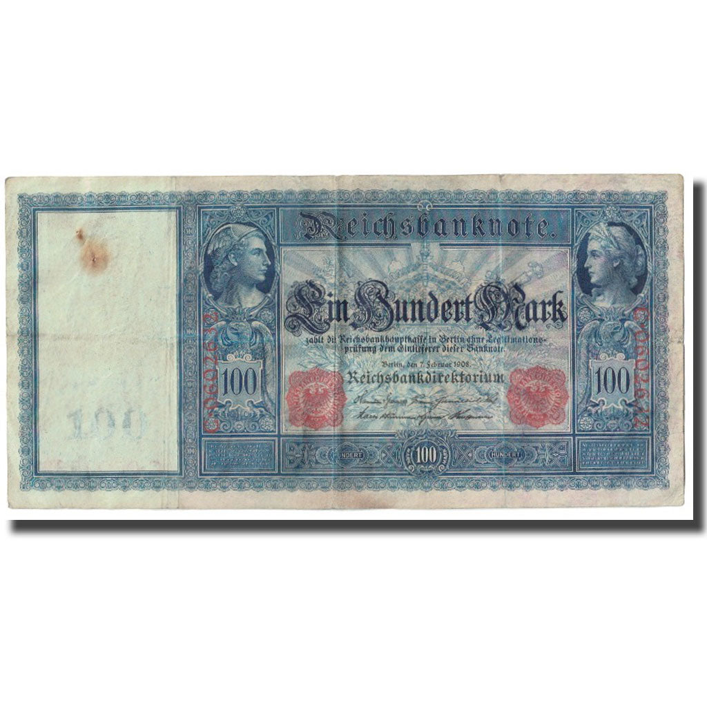 Banknot, Niemcy, 100 Mark, 1908, 1908-02-07, KM:35, VF(20-25)