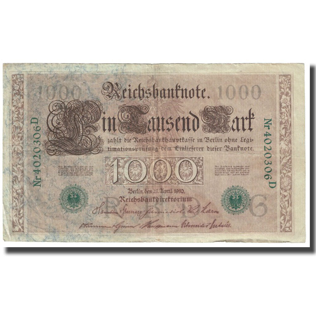 Banknote, Germany, 1000 Mark, 1910, 1910-04-21, KM:45a, EF(40-45)