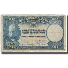 Banknote, Albania, 20 Franka Ari, KM:3a, VF(20-25)