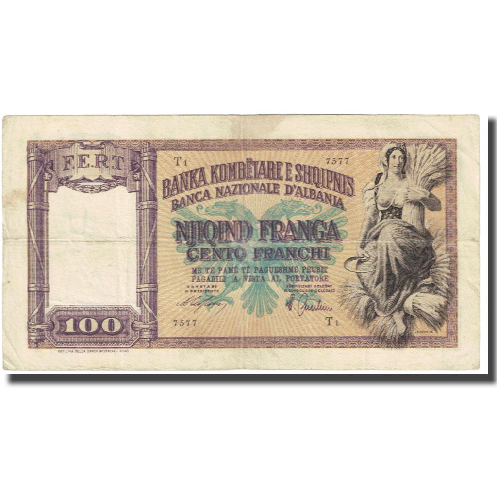 Billet, Albania, 100 Franga, KM:8, TB