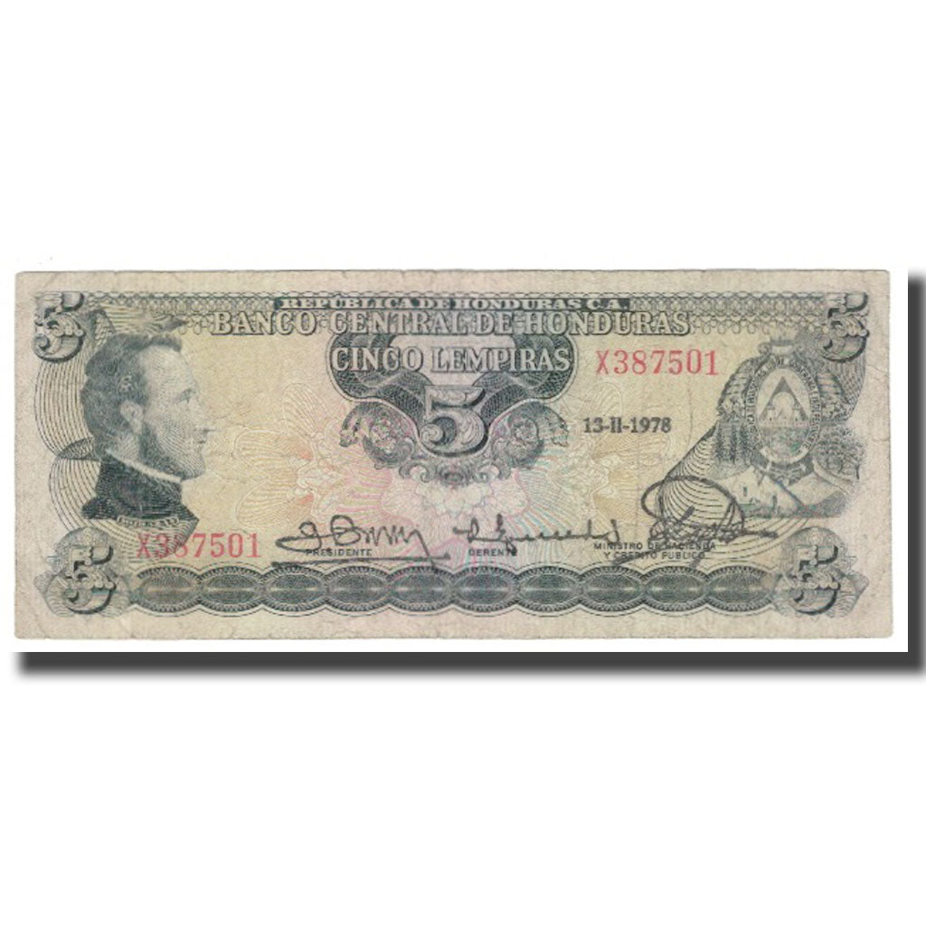 Banknote, Honduras, 5 Lempiras, 1978, 1978-02-13, KM:59a, VF(20-25)
