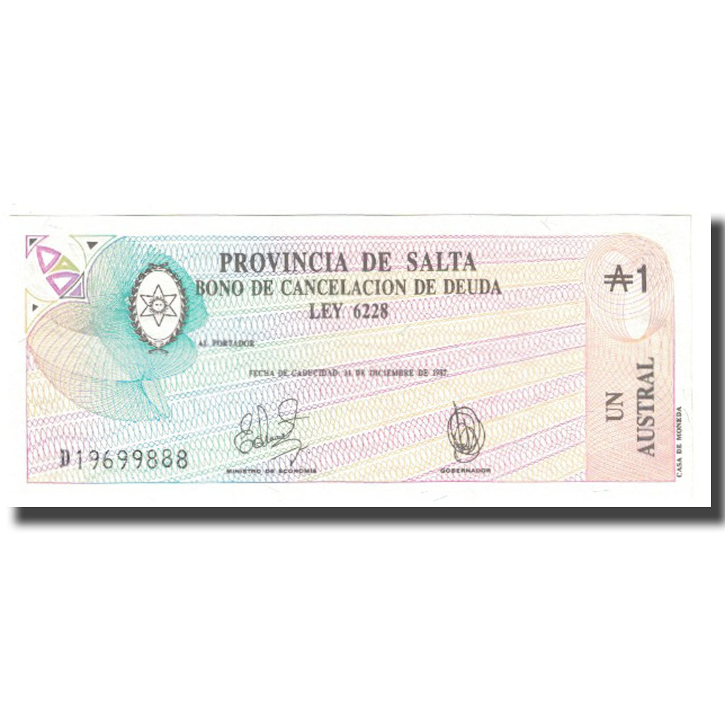 Billete, 1 Austral, 1987, Argentina, 1987-12-31, KM:S2612a, UNC