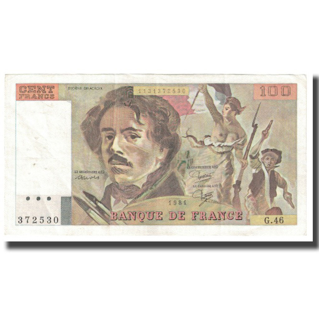 France, 100 Francs, Delacroix, 1981, P. A.Strohl-G.Bouchet-J.J.Tronche