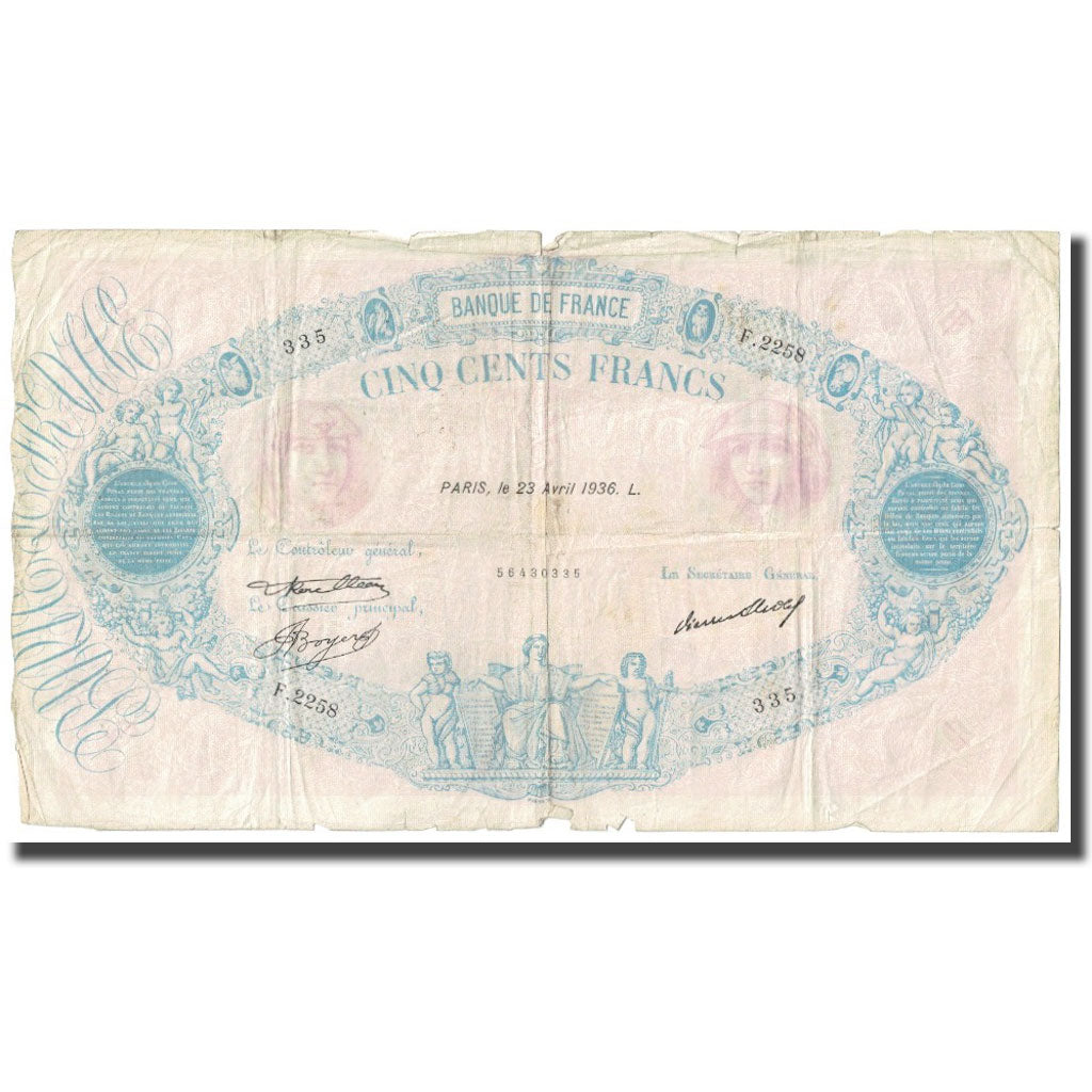 Frankrijk, 500 Francs, Bleu et Rose, 1936, P. A.Strohl-G.Bouchet-J.J.Tronche
